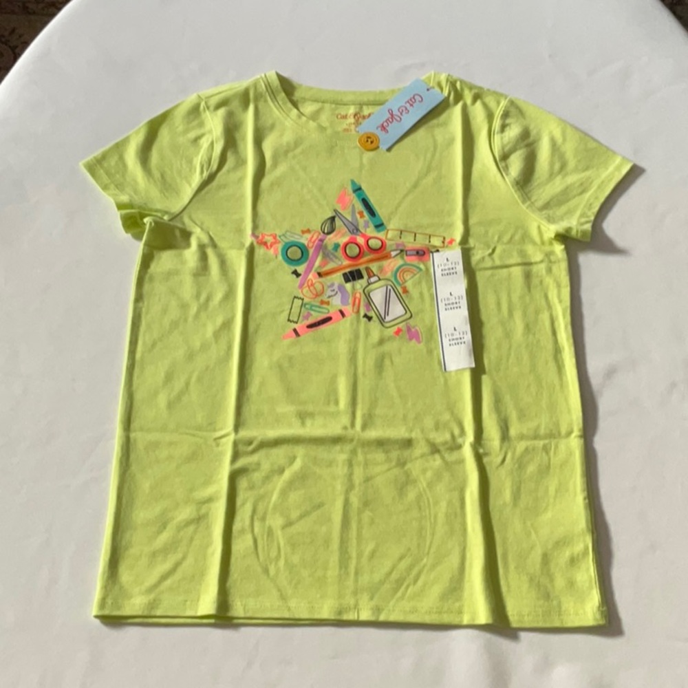 Cat & Jack Girls supplies tarta tee Ligh Green‎ size L